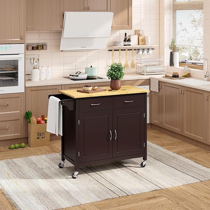 NAFORT Sideboard Buffet with Adjustable Shelves & Sliding Doors, Cream White (Brown), Perfect for Kitchen, Dining or Entryway