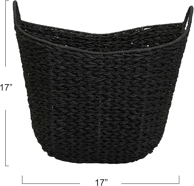 Household Essentials Paper Rope Basket with Handles, Natural Woven Woven Storage Basket, Great for Decoration or Organization