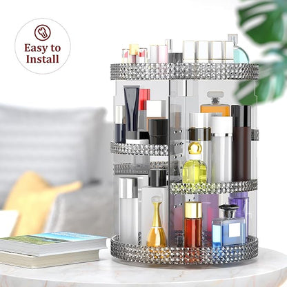 Awenia Makeup Organizer 360-Degree Rotating, Adjustable Makeup Storage, 7 Layers Large Capacity Cosmetic Storage Unit, Fits Different Types of Cosmetics and Accessories, Plus Size(Gray)