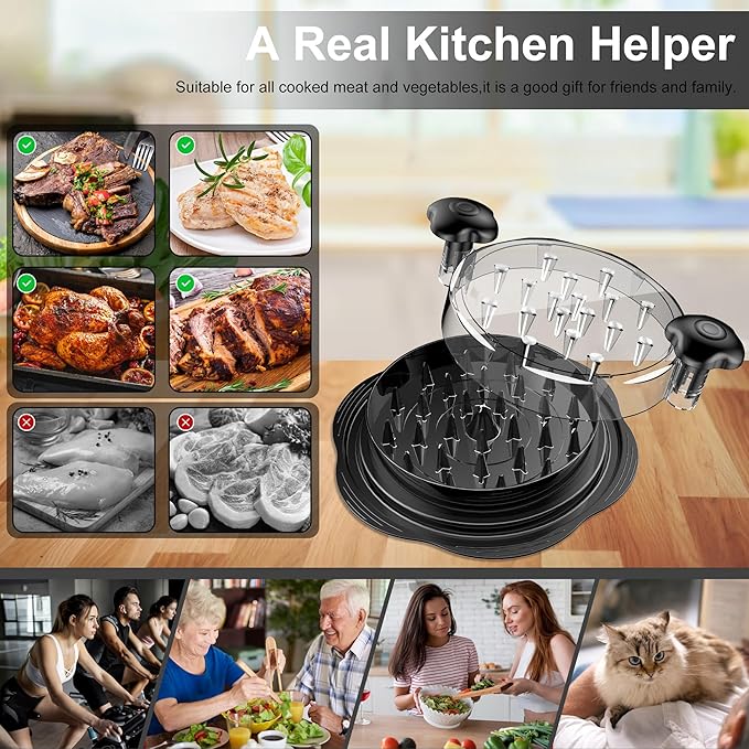 SURETIVIAN Chicken Shredder Tool Twist Large Chicken Breast Shredder with Brush&Fork, Visible Meat Shredder Machine, Strong Anti-Slip Strip, Ergonomic Handle, BPA Free, Suitable for Pork Beef Chicken