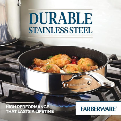 Farberware Millennium Stainless Steel Nonstick Cookware Induction Pots and Pans Set, 10-Piece Kitchenware Set