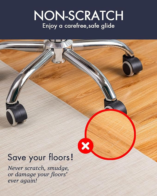 Baroyal Office Chair Mat for Hardwood Floor Under Desk Computer Rolling Chair Mat for Wood/Tile Floor Non-Slip Heavy Duty Desk Rug PVC Plastic Hard Floor Protector 36" x 48" (Parchment)