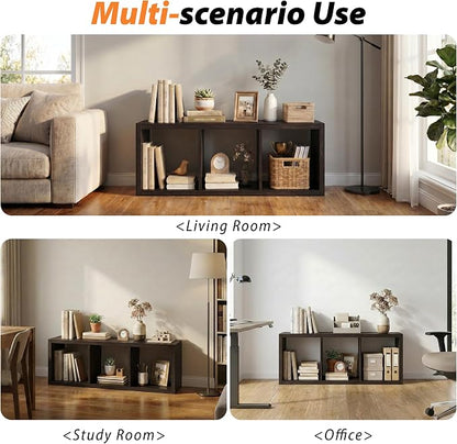 WannabeMyself【2026 Wooden Thick Frame】 3 Cube Storage Organizer with Anti-Tipping Kits, Reversible Open Back Book Shelf,Bookcase for Living Room,Bedroom,Entrance Hall,Office,11.6×36.3×13.1,Chocolate