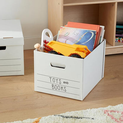 Amazon Basics Medium Duty Storage/Filing Boxes with Lid and Handles, Legal/Letter Size, Collapsible, Foldable, Tape-Free Assembly, 16.2" L x 12.5" W x 10.5" H, White, 12-Pack