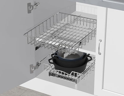 Simple Houseware Under Cabinet Pull Out Sliding Shelf Drawer Organizer, 17" D x 13" W