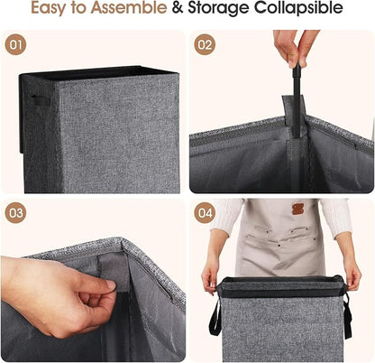 Collapsible Laundry Hamper with Lid 100L, Large Laundry Basket with Removable Mesh Bag for Bedroom, Bathroom,Closet, Dorm(Grey)