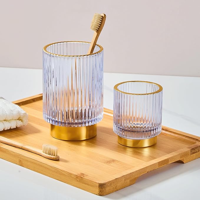 Makeup Brush Holder Organizer,Toothbrush Holders,Desk Pen Pencil Holder,Multifunctional Vintage Glass Brush Cup(A3-26-US)
