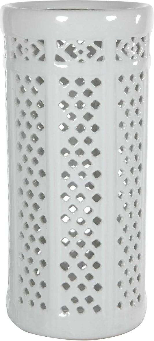 Red Lantern 17" Carved Lattice Decorative Umbrella Stand