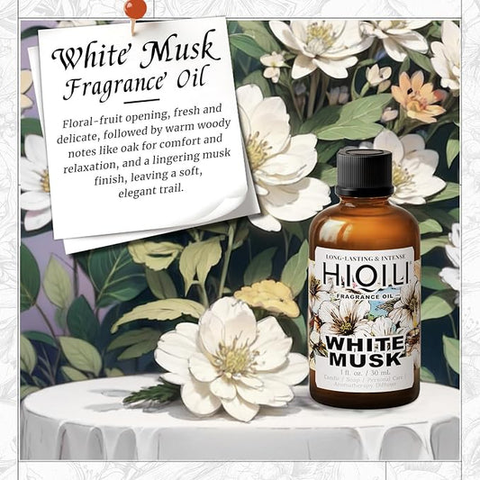 HIQILI White Musk Fragrance Oil, Musk Perfume for Women - 1 Fl Oz | Candle Scents for Candle Making, Soap Making Supplies, for Diffuser Use