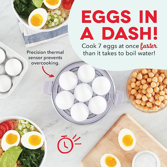 Dash Rapid Egg Cooker - Boiler,Poacher & Steamer - Includes Measuring & Recipe Guide - Dishwasher Safe - BPA Free - Holds 7 Eggs,Lavender,(Pack of 4)