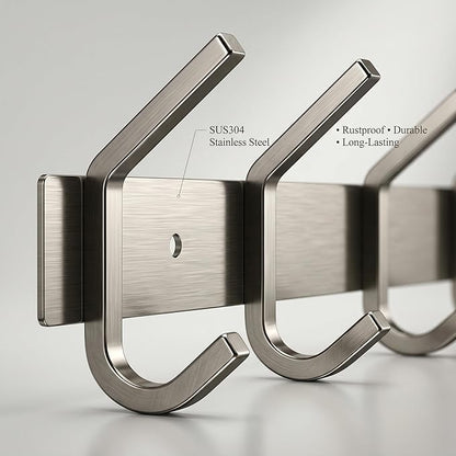 Coat Rack Wall Mount – Brushed Nickel 30 Inch Stainless Steel Hook Rail with 10 Heavy Duty Double Coat Hooks – Wall Mounted Coat Hanger for Entryway, Bathroom, Bedroom, Towel, Hat Organizer