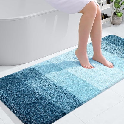 OLANLY Large Bathroom Rugs Mat 54x24, Extra Soft Absorbent Microfiber Bath Rugs, Rubber Backing, Quick Dry, Washable Bath Mats for Bathroom Floor, Tub and Shower, Home Decor Accessories, Peacock Blue