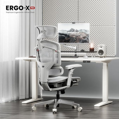 FLEXISPOT ErgoX-PRO Ergonomic Office Chair with Footrest Grey – AeroWeave 5.0 Mesh Seat, 5D Lumbar, 7D Armrests, 4D Headrest, 551LBS Capacity – Office, Gaming, Home