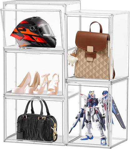5 Pack XX-Large Acrylic Display Case Purse Organizer Clear Plastic Handbag Storage Organizer for Closet Storage Bins for Boots, Big Bag, Backpack,Collectibles, Cosmetic