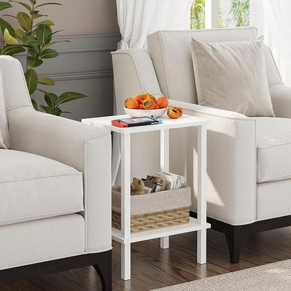 TUTOTAK End Table, Side Table, Nightstand, 2-Tier Storage Shelf, Sofa Side Table for Small Space, Living Room, Bed Room V1TB01BW034