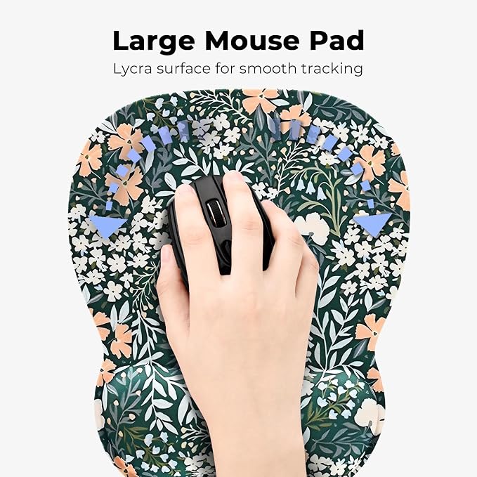 EooCoo Ergonomic Mouse Pad with Wrist Support, Mousepad with Memory Foam Wrist Rest and Non-Slip Base for Computer, Cafe, Home & Office, 9.64 x 8.26 in Office Desk Accessories