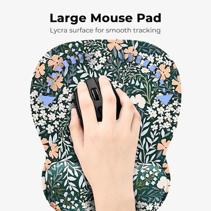EooCoo Ergonomic Mouse Pad with Wrist Support, Mousepad with Memory Foam Wrist Rest and Non-Slip Base for Computer, Cafe, Home & Office, 9.64 x 8.26 in Office Desk Accessories