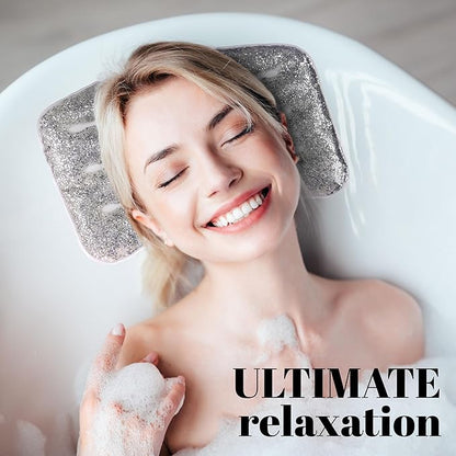 Glitter Gel Cooling Spa Pillow – Bathtub & Hot Tub Relaxation Cushion | Neck & Head Support Bath Pillow | Luxury Spa Accessory Gift for Women – Ultimate Comfort & Relaxation