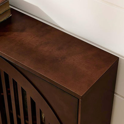 LKTART Sideboard Buffet Cabinet with Storage, Mid Century Modern Credenza with Arch Doors & Shelves, Wood Coffee Bar Media Console Table for Kitchen, Living Room, Entryway-Dark Walnut