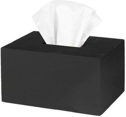 Ilyapa Wood Tissue Box Cover Rectangular - Rustic Farmhouse Black Wooden Tissue Holder