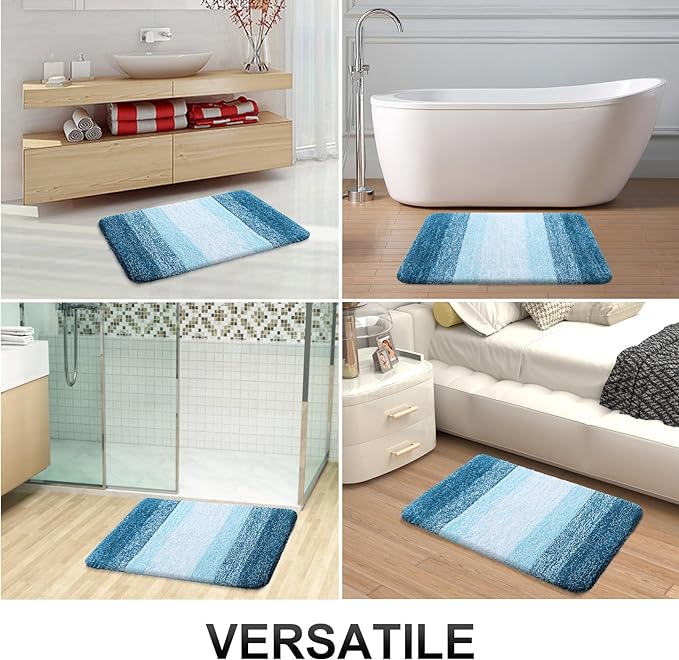 OLANLY Bathroom Runner Rugs Mat 47x24, Extra Soft Absorbent Microfiber Bath Rugs, Rubber Backing, Quick Dry, Washable Long Bath Mats for Bathroom, Tub and Shower, Home Decor Accessories, Peacock Blue