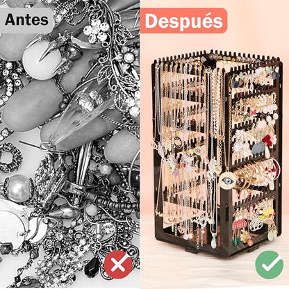 17Dec 360 Rotating Earring Holder Organizer Stand,5 Tiers Acrylic Jewelry Organizers and Storage,Stud Earring Organizers and Storage,212 Holes and 212 Grooves for Earrings Necklaces chain bracelet