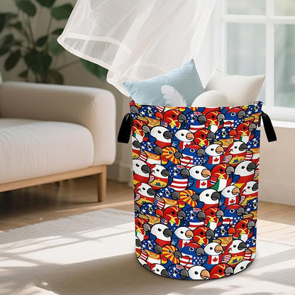 Parrot Laundry Basket Waterproof Laundry Hamper Foldable Laundry Bag with Handles for Bedroom, Bathroom, Office, Clothes Storage