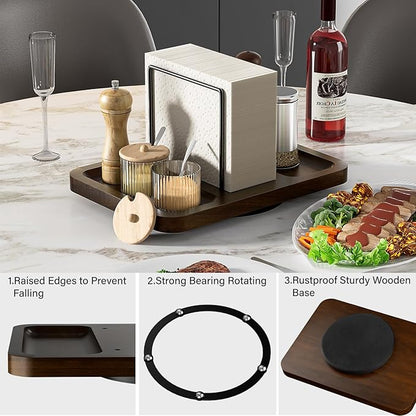 Napkin Holder for Table, Rotating Napkin Dispenser with Salt and Pepper Shakers Caddy, Standing Paper Towel Holder for Bathroom Kitchen Dining Table Decor
