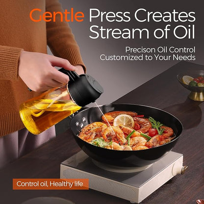 YARRAMATE Olive Oil Dispenser, 2 in 1 Oil Sprayer for Cooking, 16oz/470ml Glass Oil Spray Bottle with Pourer, Food-grade Oil Dispenser and Oil Sprayer for Kitchen, Salad, Frying, BBQ (Black & Green) | 2 in 1, Oil Sprayer, for Cooking, Oil Spray Bottle,...