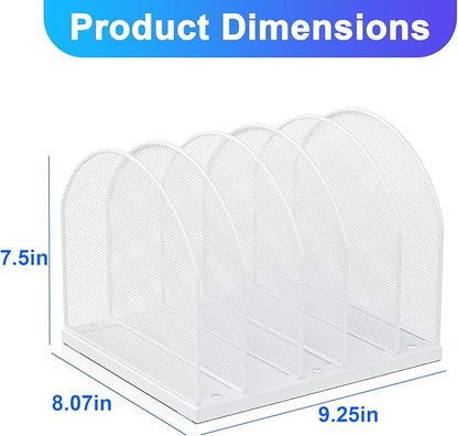 gianotter Desktop File Organizer, Desk Organizer with 5 Compartments, Paper Organizer for Desk, Workspace Organizers for Office Supplies (White, Upright Style)