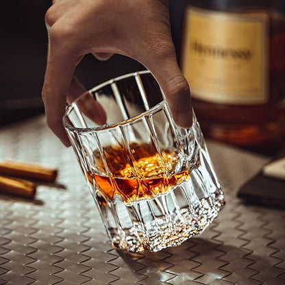 Whiskey Glasses, Heavy-base Rocks Glasses, 7.5oz Whisky Glass Sets Of 4, Bourbon Glass Gift For Men, Old Fashioned Glass Suitable For Scotch, Liquor, Rum, Cognac, Vodka& Rocks Cocktails