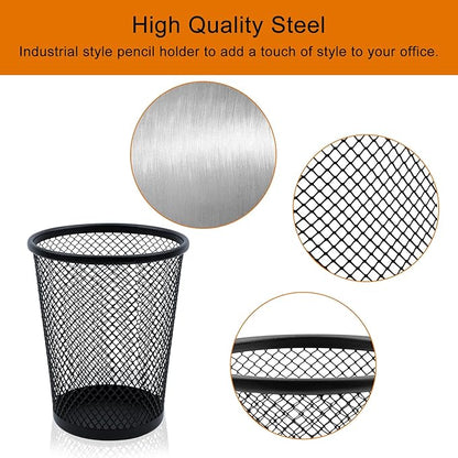Desk Pencil Pen Holder, Wire Mesh Pen Cup Holder for Desk Organizer and Office Desk Accessories (3 Pack)