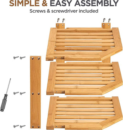 Cabinet Organizer Shelf - Bamboo Corner Rack for Kitchen Counter, Cabinet Space Saver for Plates, Dishes, Bowls, Bread - Pantry and Bathroom Storage or Countertop - Useful Home & Housewarming Gift | Kitchen Counter, Cabinet Space Saver, Plates, Dishes,...