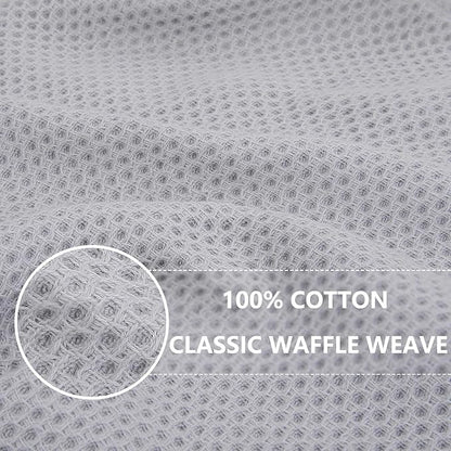 Homaxy 100% Cotton Waffle Weave Kitchen Dish Towels, Ultra Soft Absorbent Quick Drying Cleaning Towel, 13 x 28 Inches, 24-Pack, Light Gray