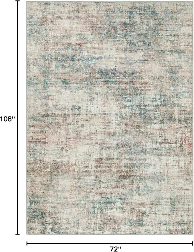 6x9 Area Rugs Washable Rug: Large Modern Abstract Living Room Rug Soft Anti-Skid Thin Carpet Indoor Floor Non-Shedding Carpets for Bedroom Dining Room Farmhouse Nursery Home Office Multi Color