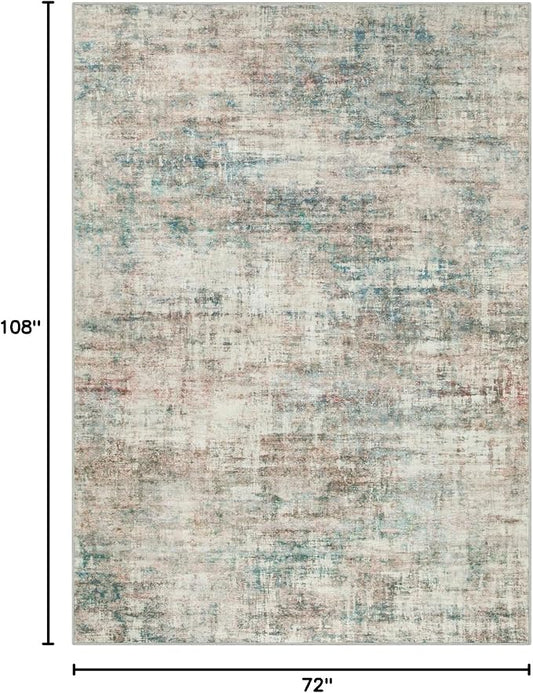6x9 Area Rugs Washable Rug: Large Modern Abstract Living Room Rug Soft Anti-Skid Thin Carpet Indoor Floor Non-Shedding Carpets for Bedroom Dining Room Farmhouse Nursery Home Office Multi Color