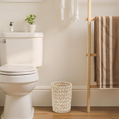 GRANNY SAYS Small Wicker Trash Can, 2 Gallon Bathroom Waste Basket, Small Bathroom Garbage Can, Plastic Trash Basket for Decor, Round Wastebaskets for Office, Bedroom, Cabinet