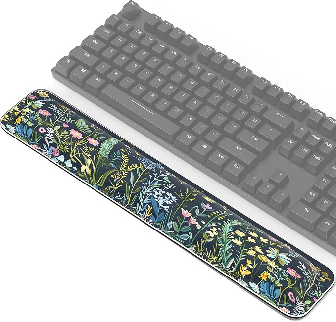 TECKNET Wrist Rest for Computer Keyboard, Thicken Memory Foam Wrist Support Pad for Keyboard, Ergonomic Palm Rest for Pain Relief, Anti-Slip Rubber Base, 17x3.3 in, 1 inch (25mm)