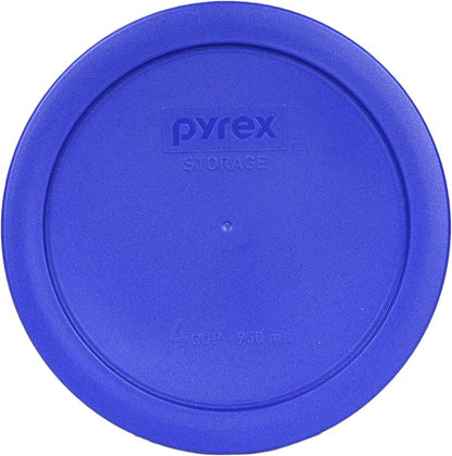 Pyrex (2) 7202-PC 1-Cup Cadet Blue, (2) 7200-PC 2-Cup Dark Blue, (2) 7201-PC 4-Cup Cadet Blue and (1) 7402-PC 6/7-Cup Dark Blue Lids - Made in USA