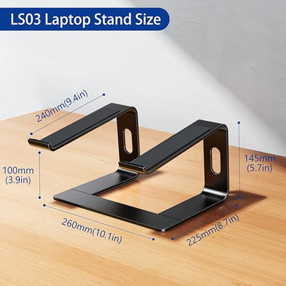 BESIGN LS03 Aluminum Laptop Stand, Ergonomic Detachable Computer Stand, Notebook Riser, Laptop Mount Compatible with Air, Pro, Dell, HP, Lenovo More 10-15.6" Laptops, Black