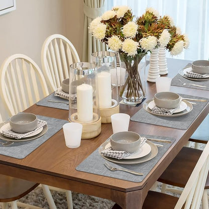 Maxpearl Faux Leather Placemats Set of 4 - Waterproof - Wipe Clean - Heat Resistant - Anti Slip Dining Table Place Mats, Suitable for Indoor & Outdoor Use, 17’’×12’’, Grey