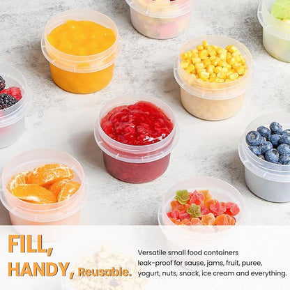 TUZAZO 12 Pack - 8 Oz Food Storage Containers with Screw Lids, Airtight Plastic Small Freezer Storage Container for Ice Cream, Overnight Oats, Snack, Soup, Portion and Meal Prep Container