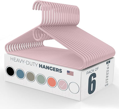Neaties Heavy Duty Clothes Hangers 6 Pack – Made in The USA – 8lb Capacity Plastic Hangers for Adult Clothing – Durable for Pants, Coats, Jackets, or Jeans – Pink