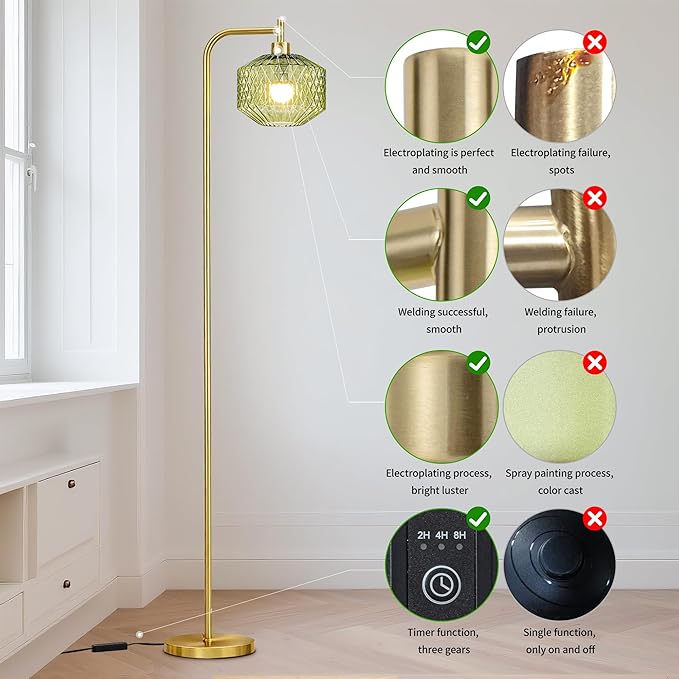 MAYNA Glass Floor lamp Living Room, Modern Vertical lamp, Remote Control Switch with Glass lampshade, 67-inch high lamp Suitable for Bedroom and Study (2700K LED Bulb Included)