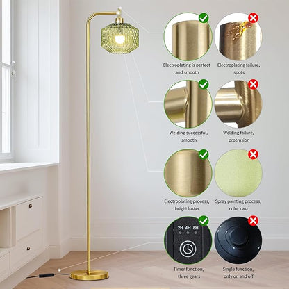 MAYNA Glass Floor lamp Living Room, Modern Vertical lamp, Remote Control Switch with Glass lampshade, 67-inch high lamp Suitable for Bedroom and Study (2700K LED Bulb Included)