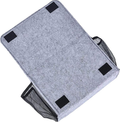 Zafit Bedside Caddy, Large Size Storage Organizer with 8 Pockets - Perfect for Magazine, Remotes, Phone (13.4'' x 18.1'', Light Grey)
