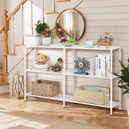 HDANI 47.2 Inch Metal Console Table with 3 Tier Strage Shelves,Narrow Entryway Table,Modern Sofa Tables for Entryway, Living Room,Bedroom,White