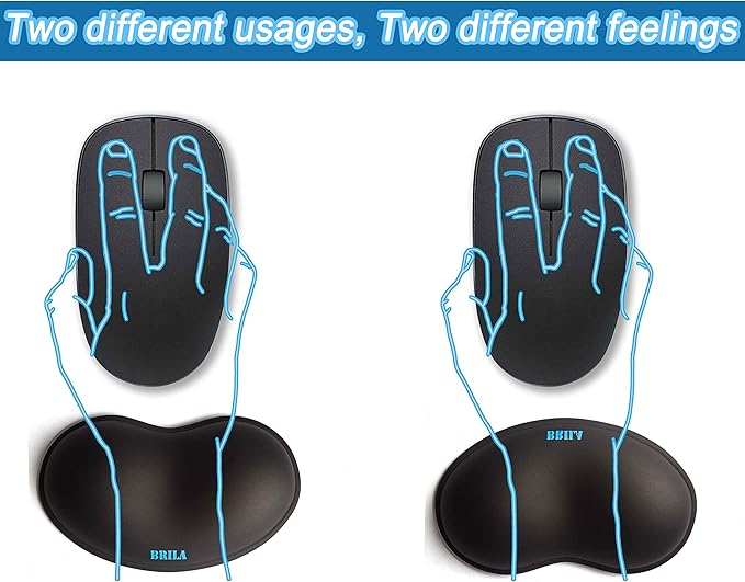 BRILA Ergonomic Silicone Mouse Wrist Rest, Cooling Silica Gel PU Leather Mouse Wrist Support Pad for Office Work and Laptop Computer Gaming