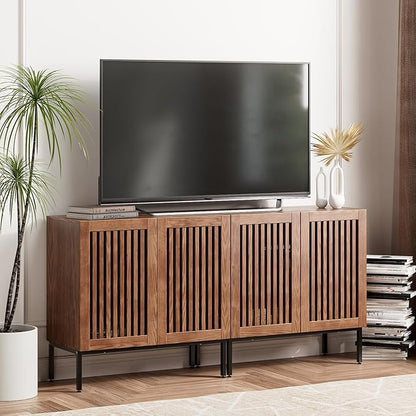 Set of 2 Accent Storage Cabinet with Doors and Adjustable Shelf,Freestanding Buffet Cabinet,Modern Sideboard Buffet Cabinet for Living Room,Dining Room,Kitchen, Hallway,Brown