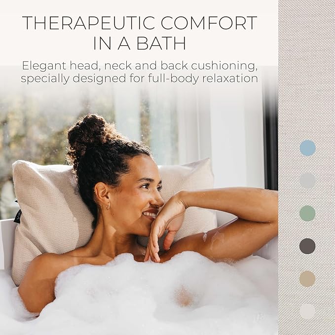 BADESOFA® Luxury Bath Pillow M - Thick & Comfortable Tub Pillow for Bathtub - Washable & Quick-Drying Back Bath Pillow - Non-Slip Bath Pillows - Luxury Spa Cushion in Ivory Pearl